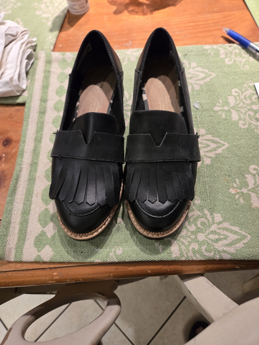 Toms Black Fringe Loafers for Women